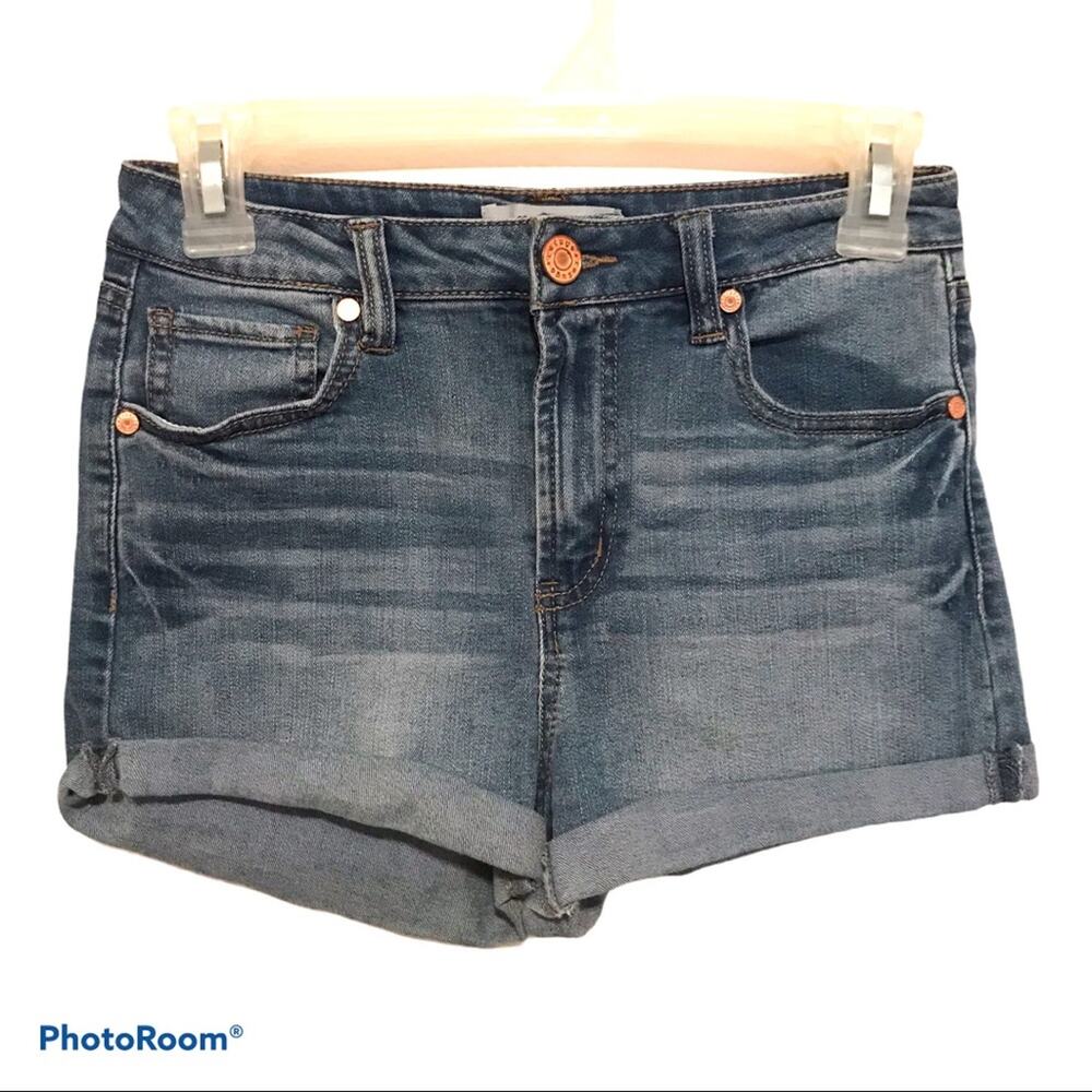 Refuge High Rise Denim Cuffed Shorts